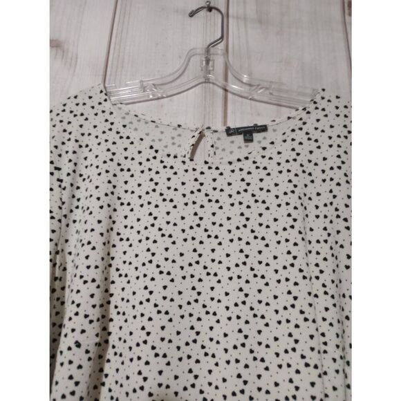 Adrianna Papell Shirt Ladies 1x Ivory Black‎ Heart Light Weight Flowy - Picture 3 of 9